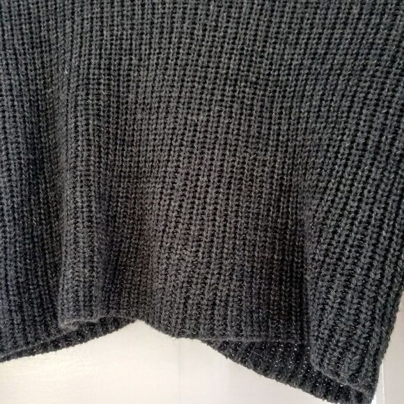 Forever 21 Women's Crop Top Lace-Up Back Sweater Black/Grey Knit Long Sleeves SM - Picture 9 of 10